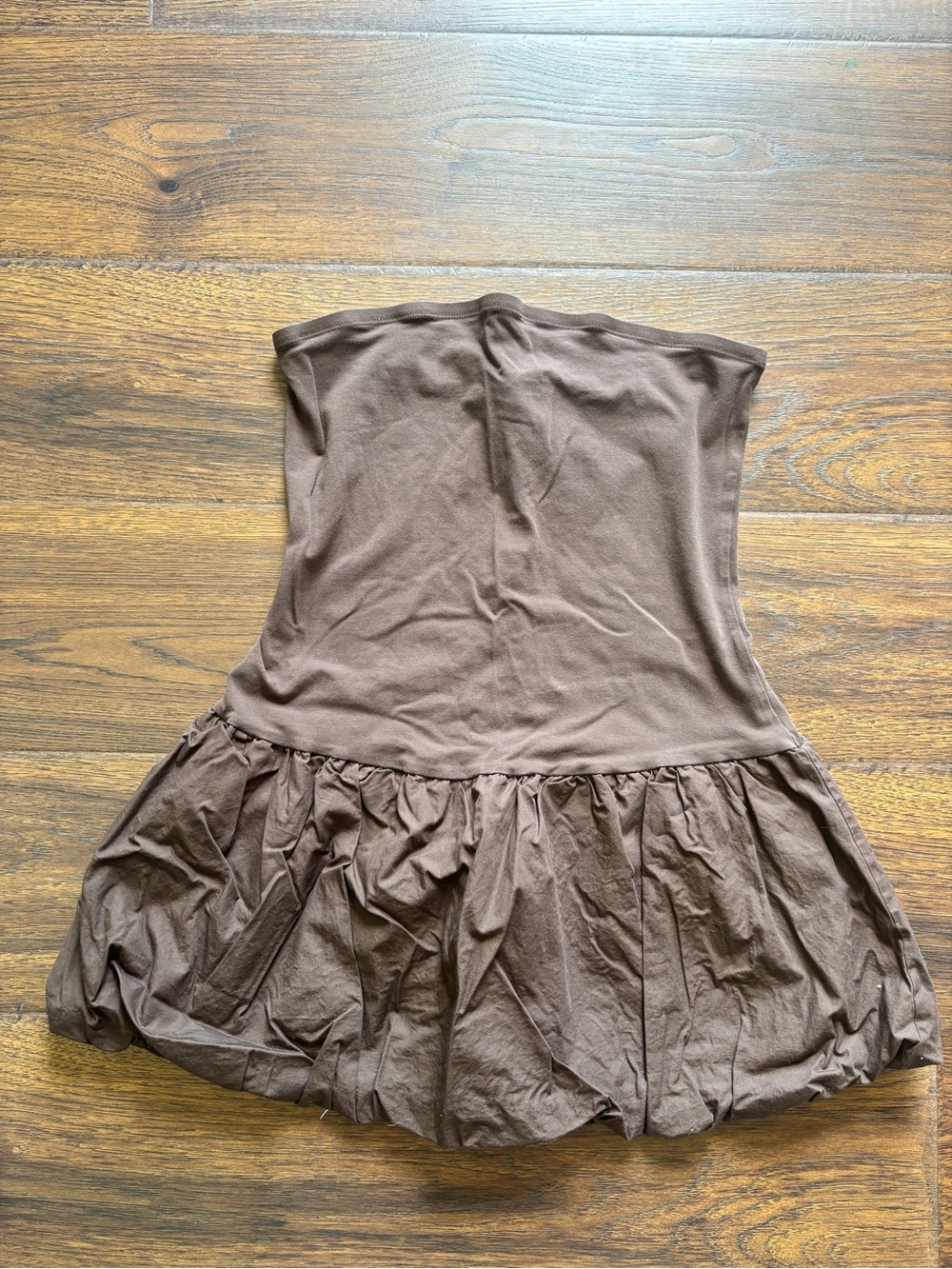 wild fable Brown Strapless Ruffled Hem Dress